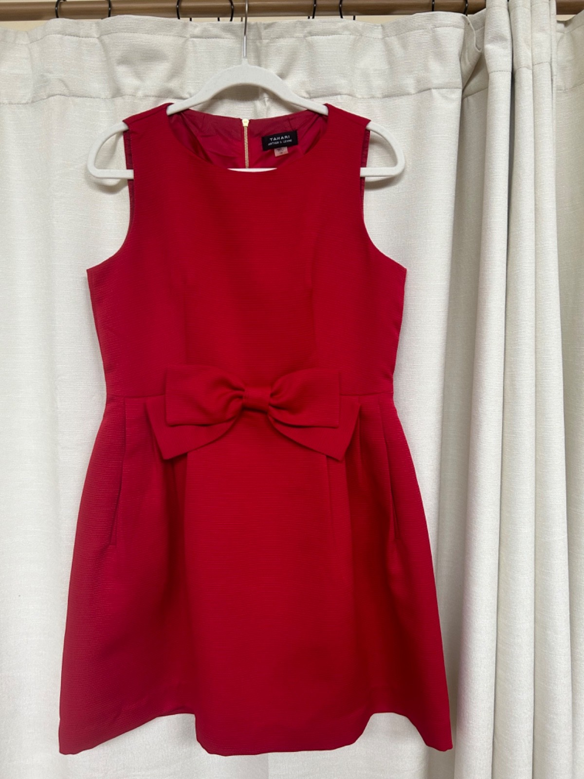Tahari Arthur S. Levine sleeveless fit-and-flare dress in a vibrant cherry red c