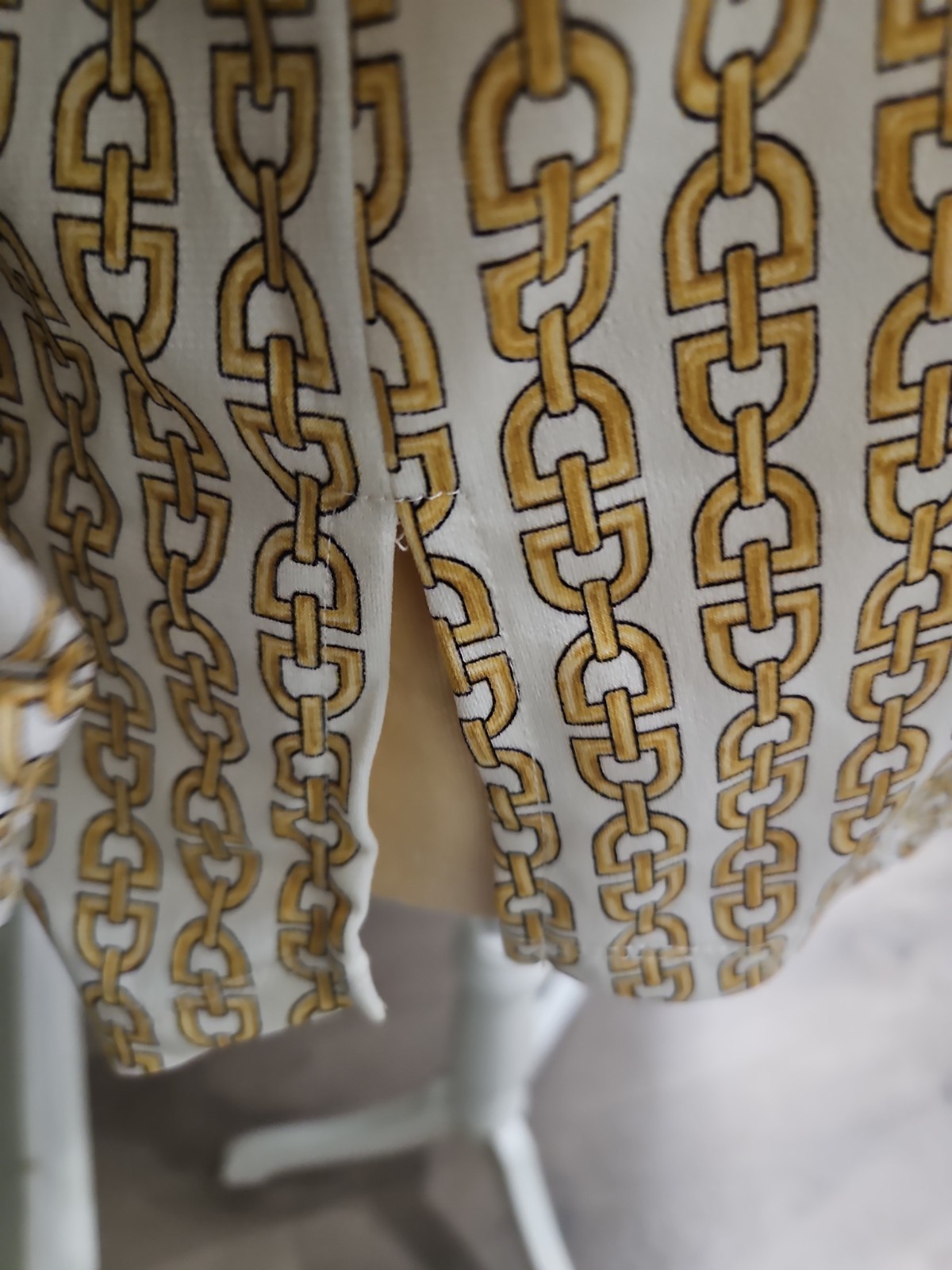 michael kors Blouse Gold Chain Pattern Womens M Gold Zipper Detail