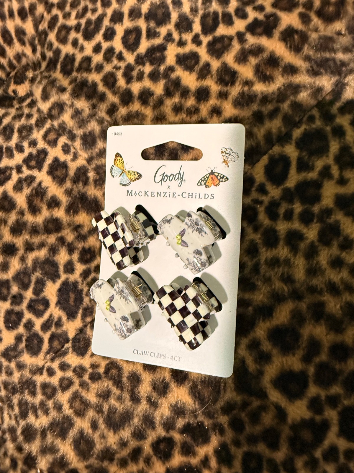 Goody X Mackenzie Childs 4pc Mini Hair Claw Clips Black Check 🖤🩶🌸