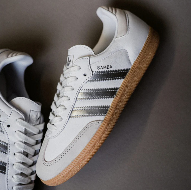 Adidas Samba OG White Silver Metallic Grey JI2725 Womens New