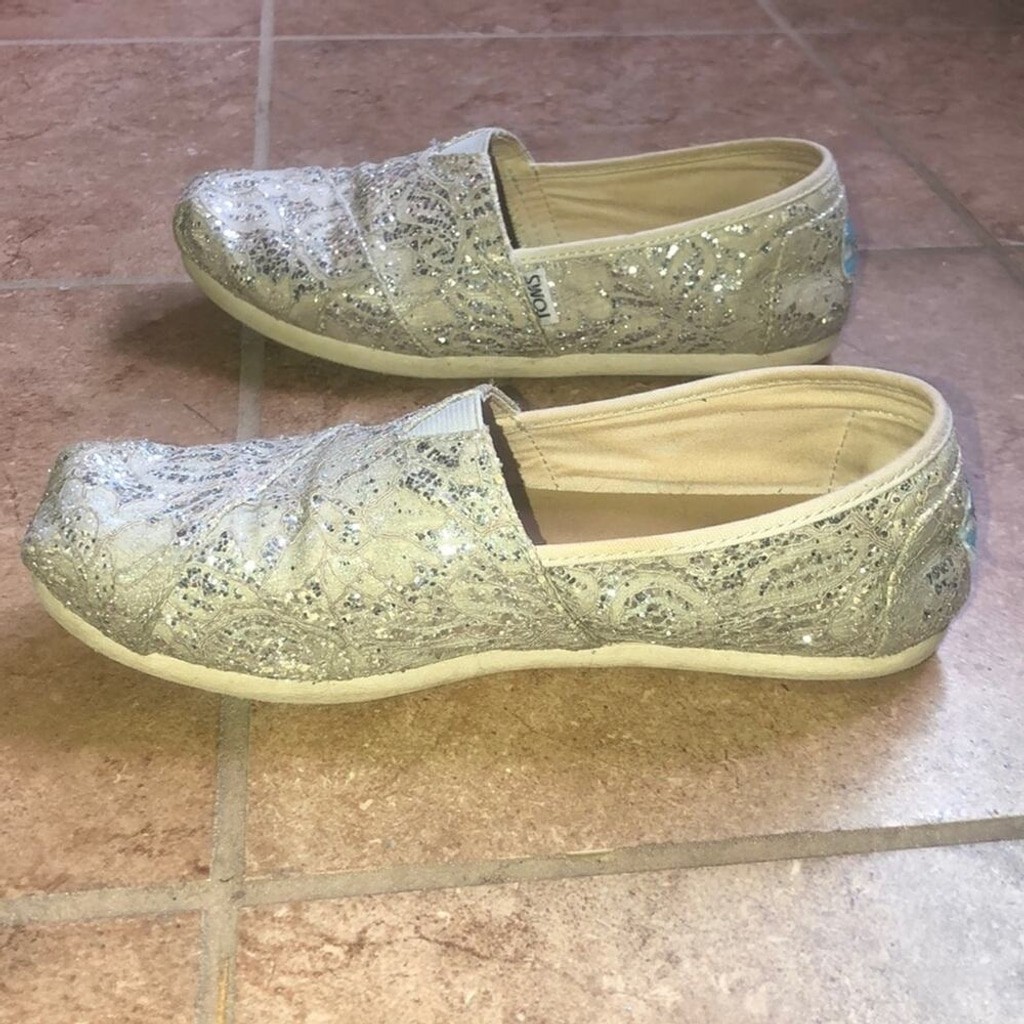 Toms Silver Lace Glitter