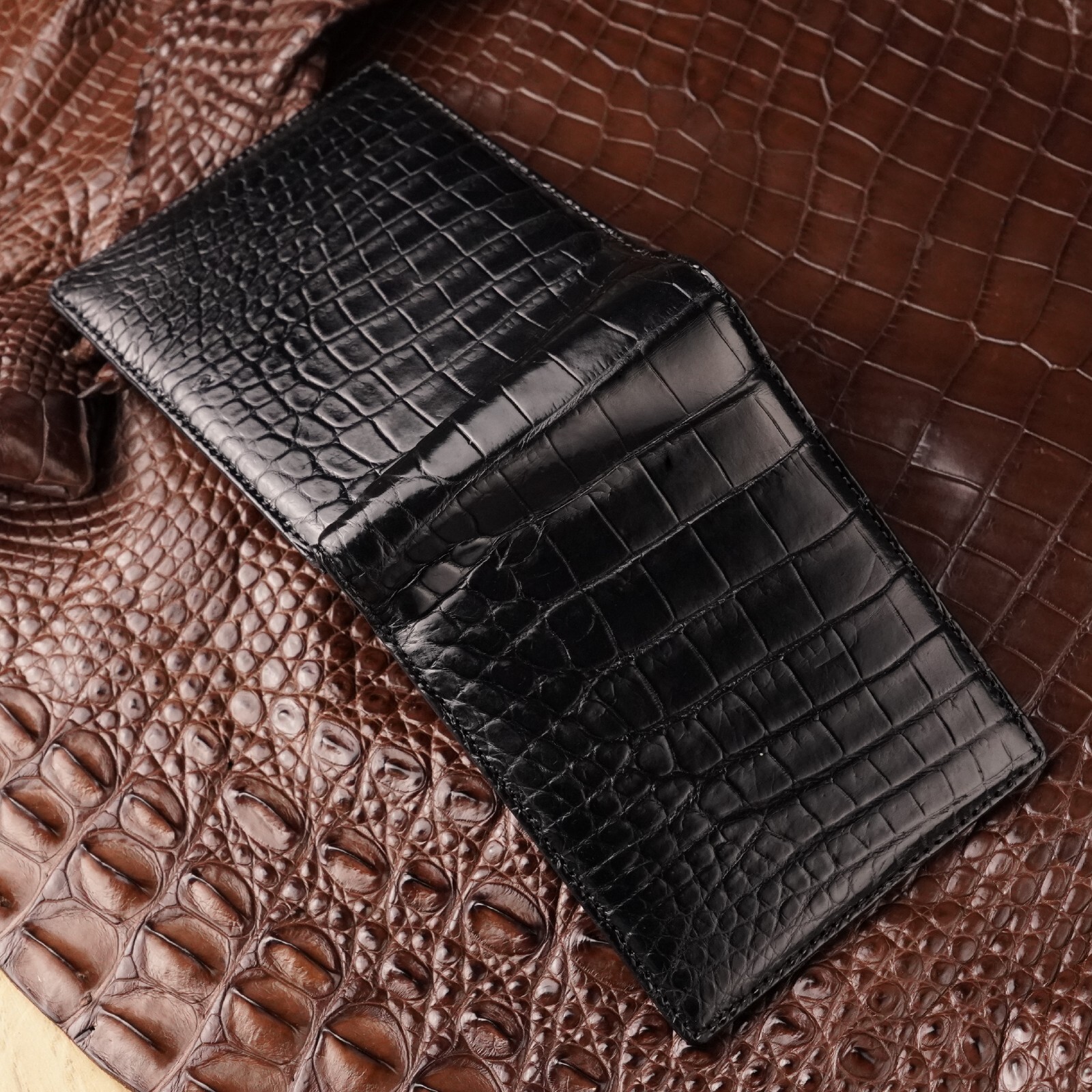 Luxury Genuine Crocodile Leather Wallet For Men Handmade Exotic Skin Bifold