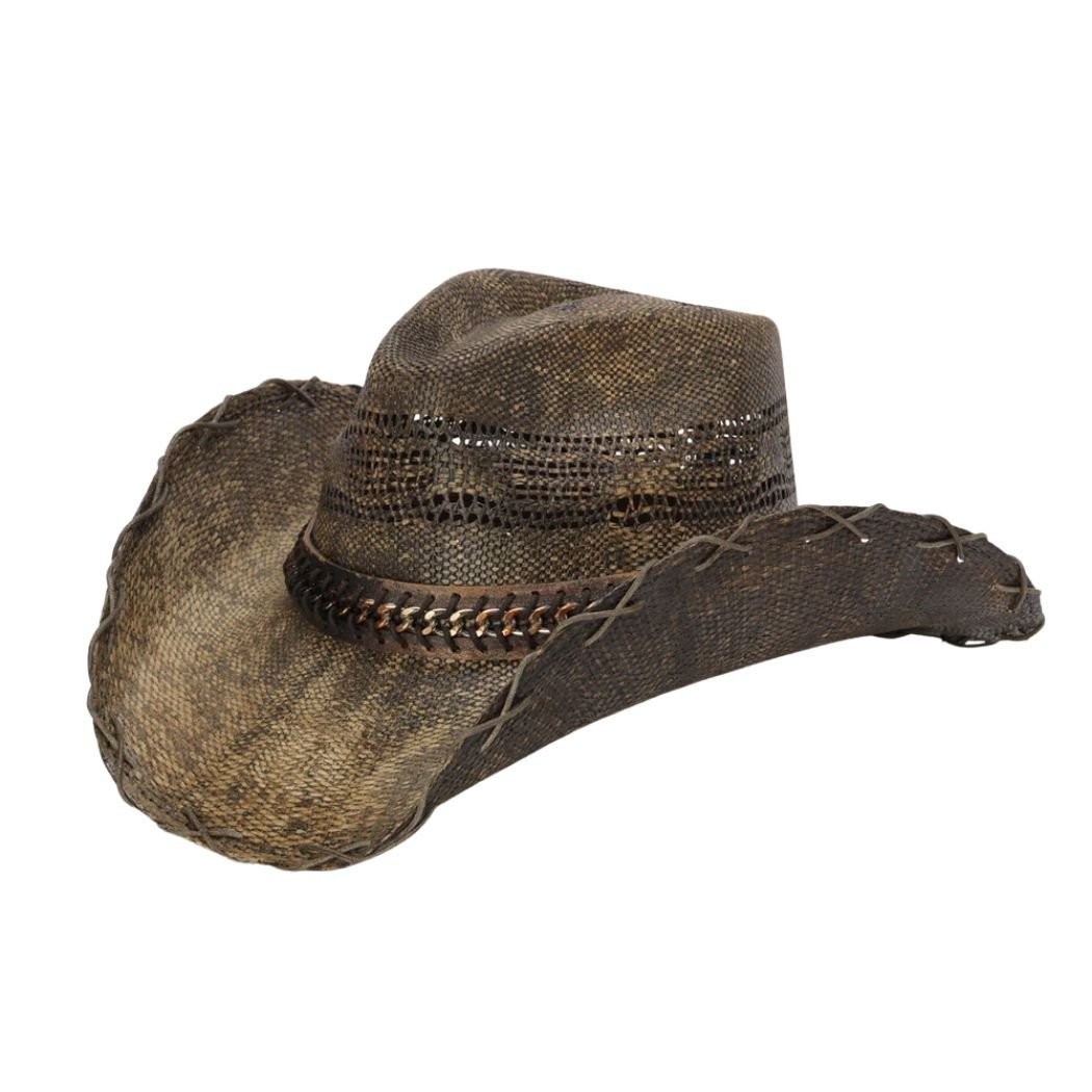 Stampede Men’s Straw Cowboy Hat – Brown Chain