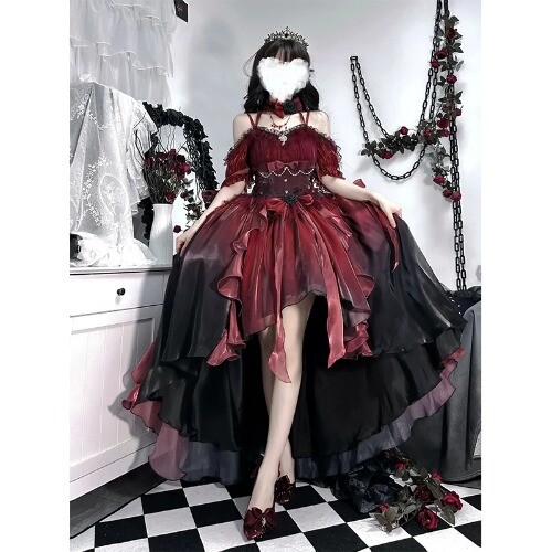Grand And Lovely Red Flower Wedding Dress Lolita Dress Lolita Fluffy Princess