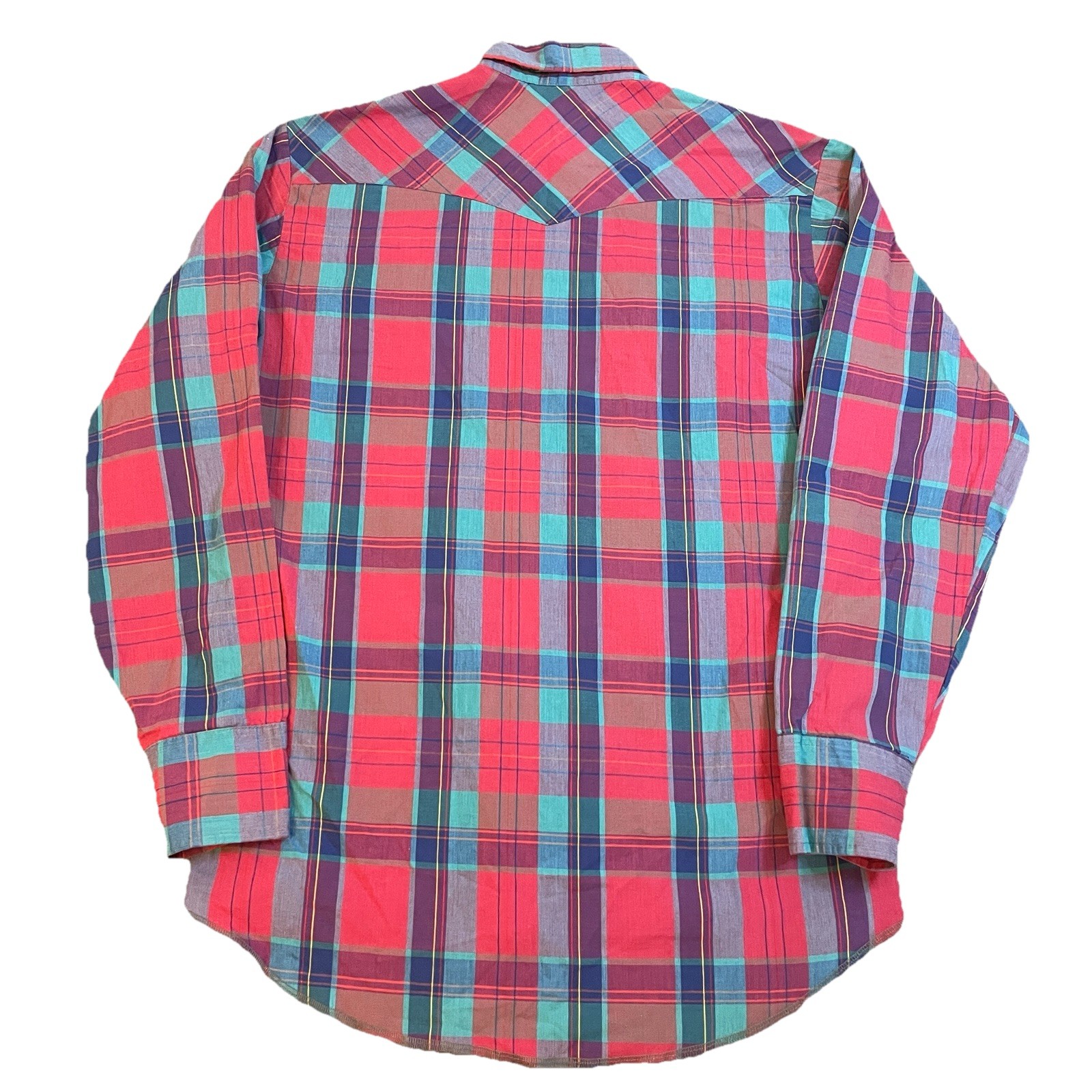 Vintage 90s Wrangler Western Button Up Shirt Men’s Medium Red Pearl Snap Buttons