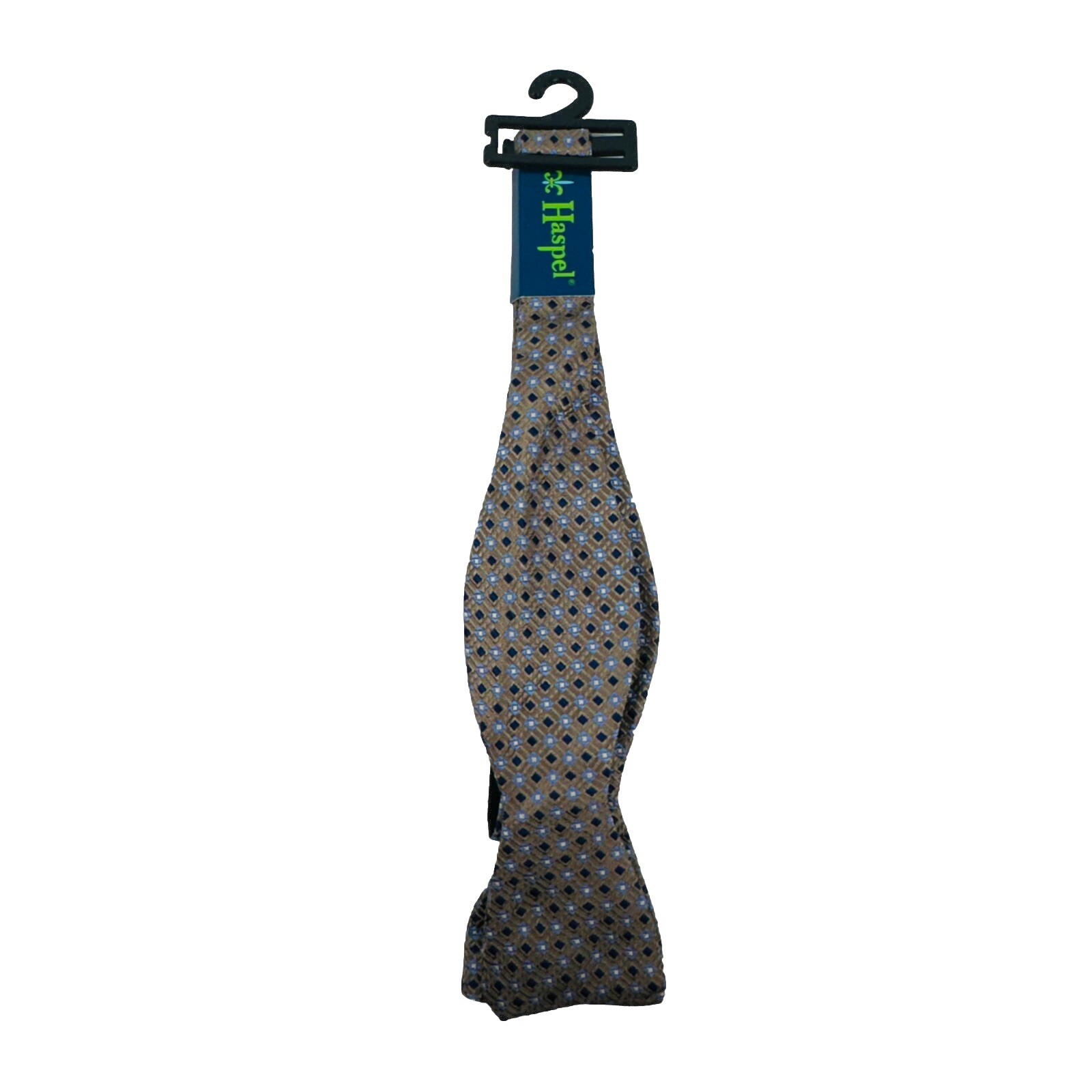 Haspel Blue & Brown Geometric Pattern Bow Tie Adjustable One Size New