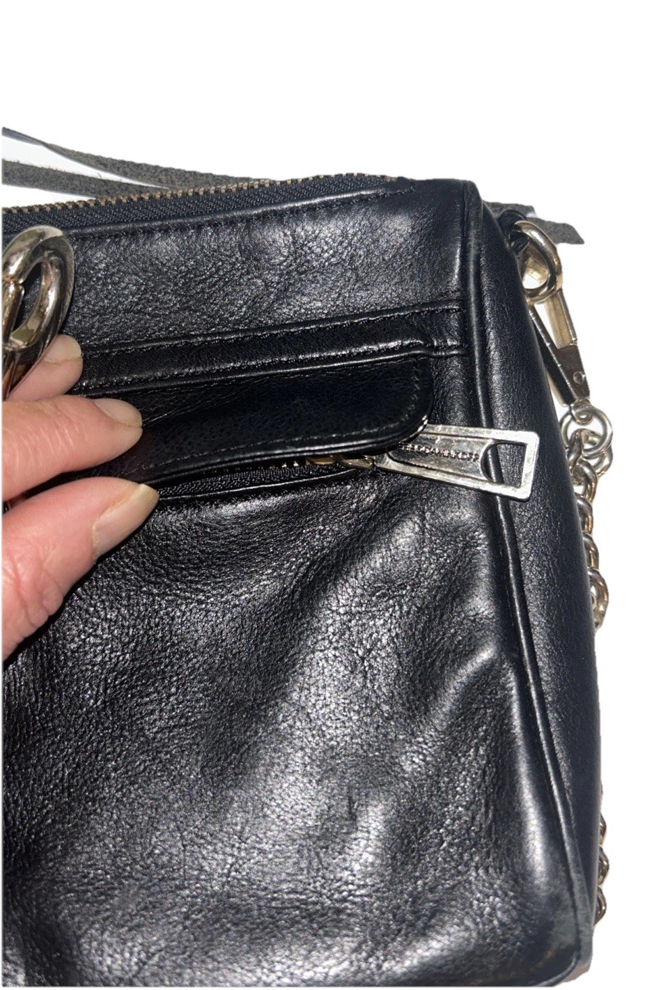 Rebecca Minkoff Mini MAC Black Leather Gold Chain Crossbody Shoulder Bag EUC