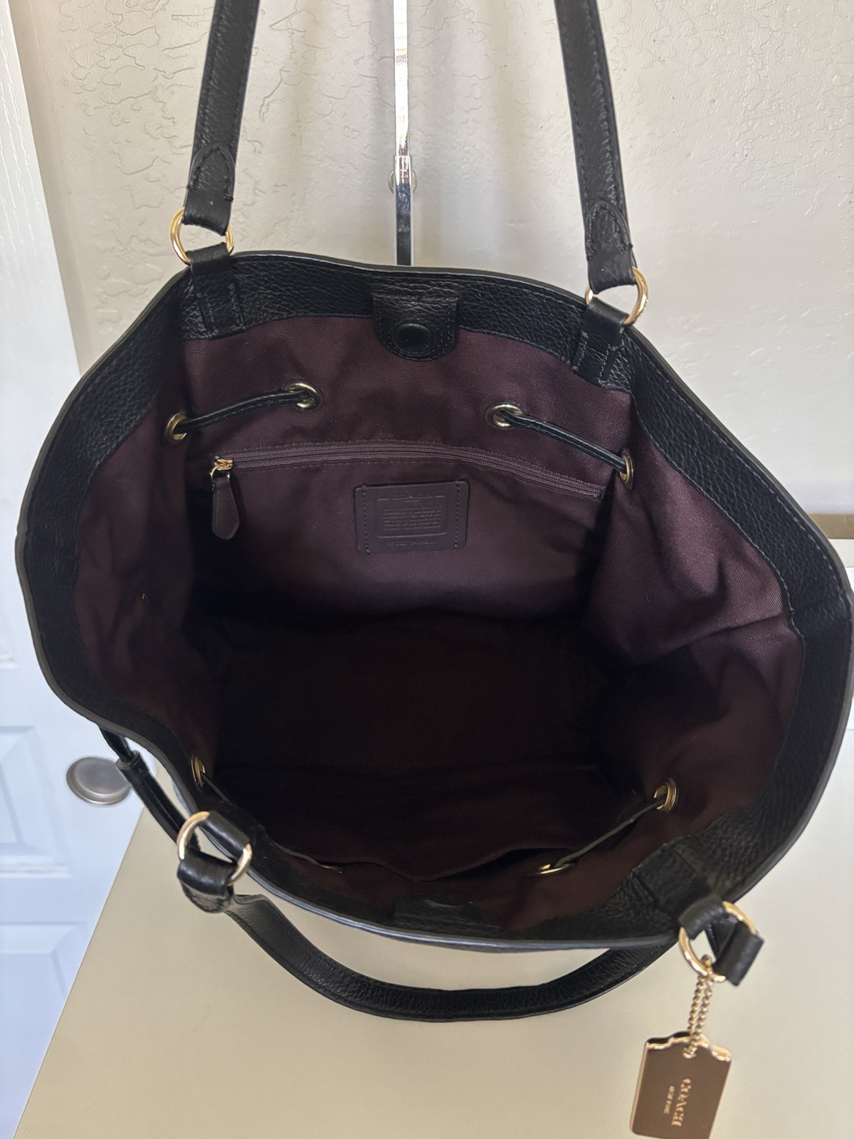 COACH NY City Andy Tote Shoulder Bag Horse Carriage Black Leather CA200