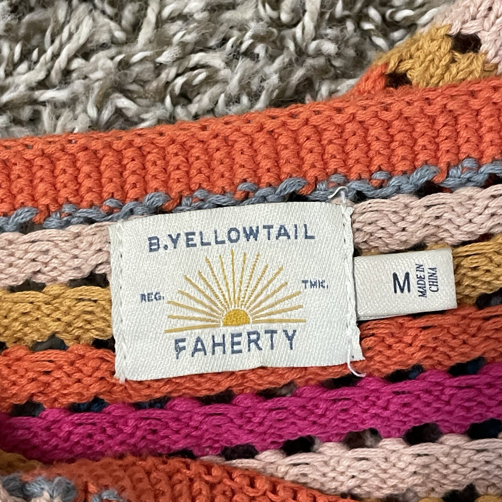 Faherty Byt Rainbow Falls Crochet Tank Top Colorful Sweater Vest Gypsy Artsy Med