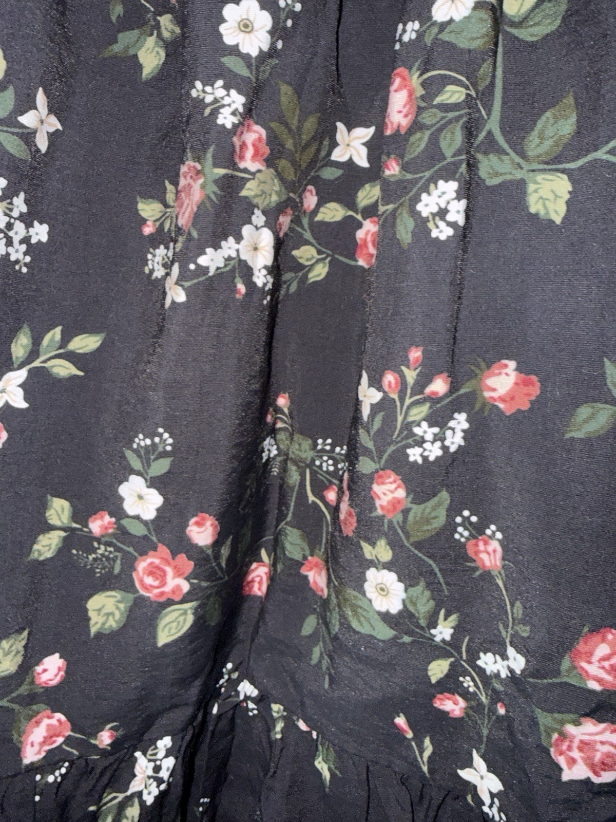HESPERUS BLACK PUFF SLEEVE FLORAL MINI BOHO DRESS NWOT S