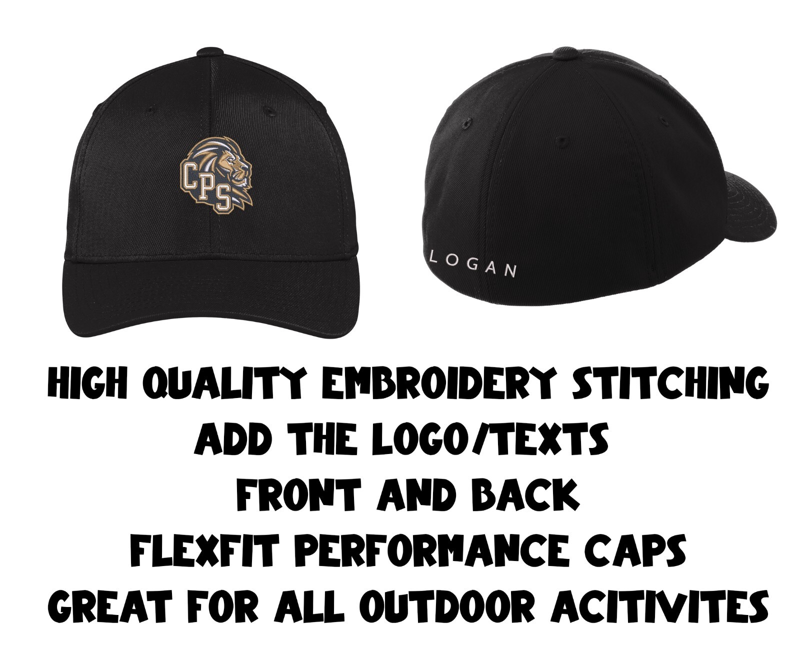 Flexcfit STC17 Custom Logo Texts Stitching Logo Texts Performance Caps