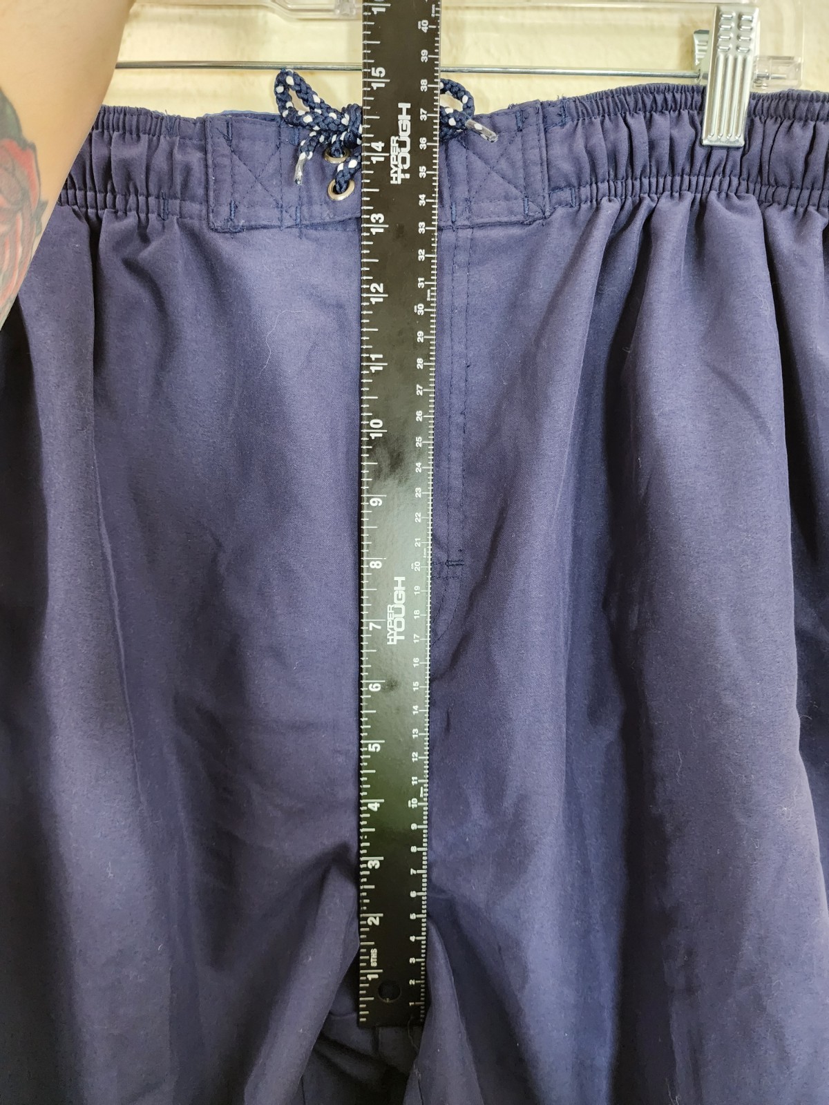 SAND N SUN Men Swim Trunks L 36-38 Navy Blue Vintage Surfer Graphic Mesh Lined