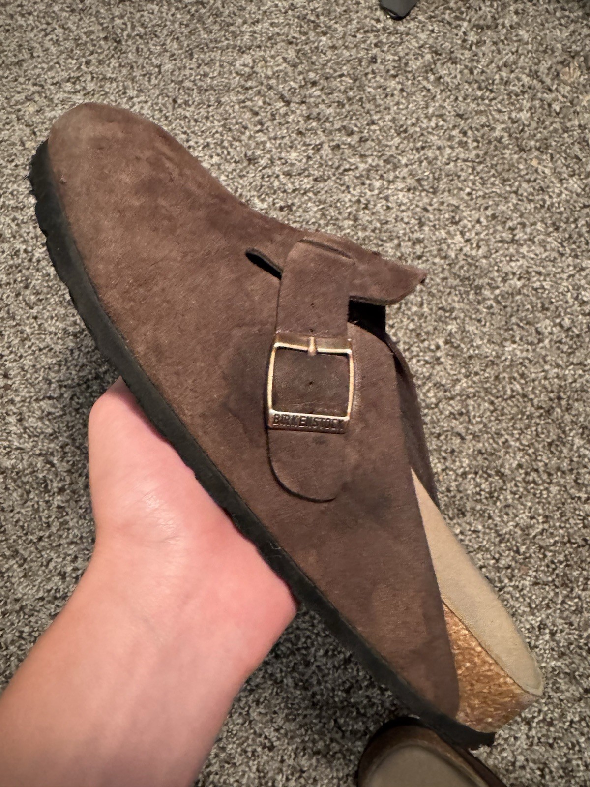 Birkenstock Boston Brown Suede Slip-On Clog Sandals Buckle Men’s EU 43