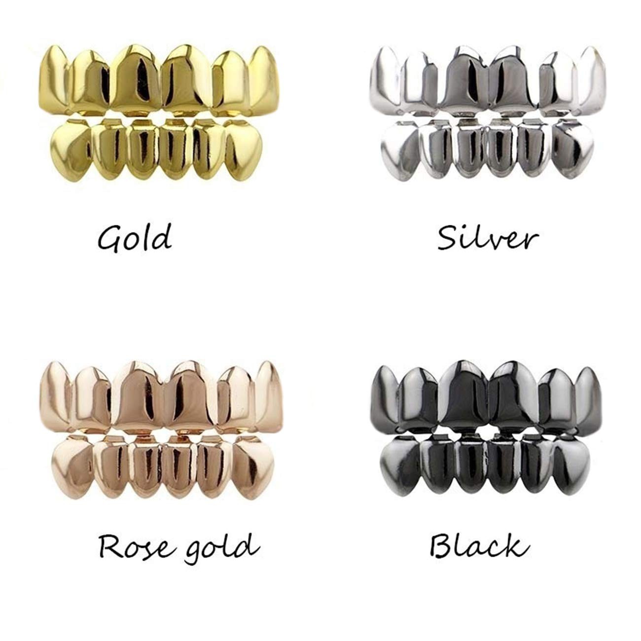 24K Gold Plated Punk Custom Fit Teeth Top: 5×1.3cm, Bottom: 4×1.1cm,