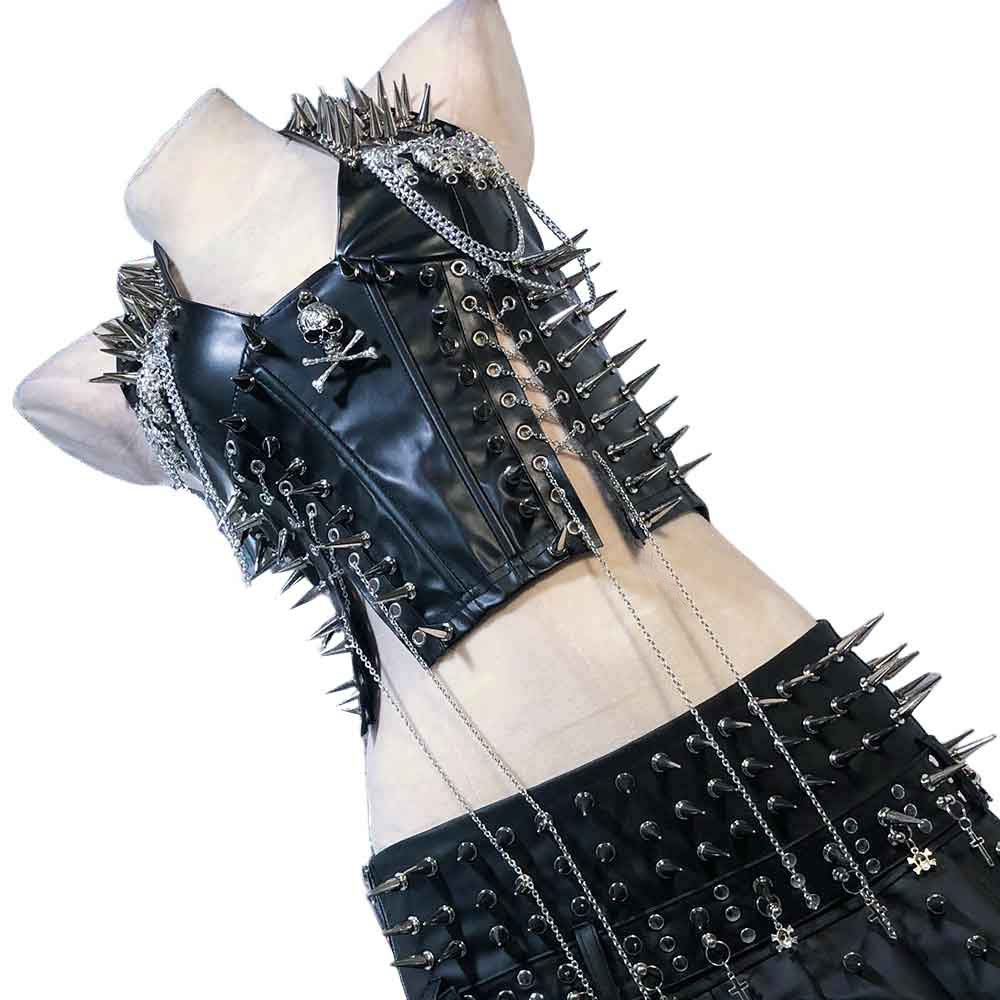 Goth Tops Cyber Gothic Tank Grunge Spiked Y2K Emo Clothing Punk Rock Clothes
