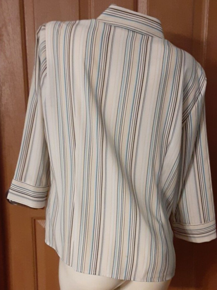 Apt 9 Multicolor Striped Blouse Bracelet Sleeves Misses Size XL