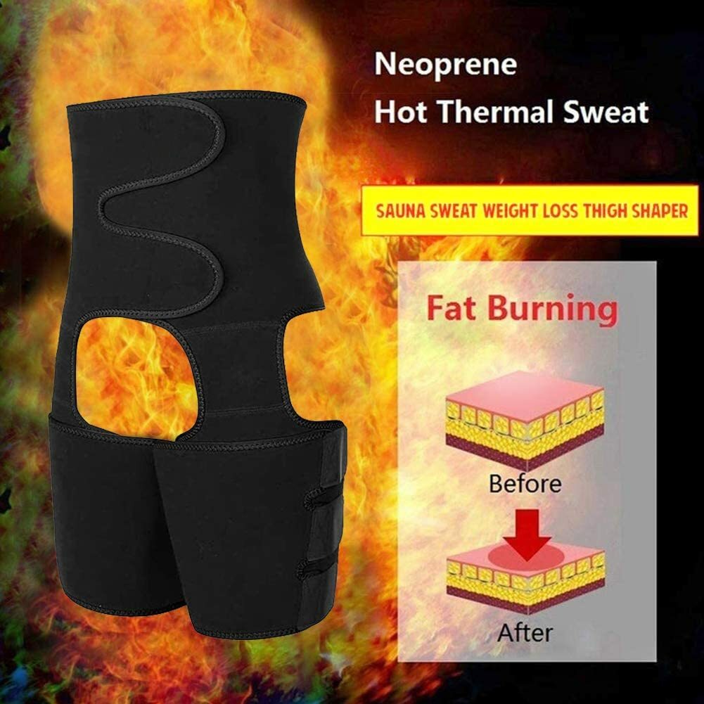 High Waist Trainer Thigh Trimmer, 3 in 1 Body Shaper Weight Loss Butt Black