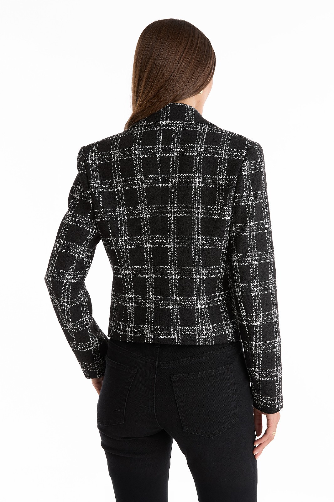 Gabrielle Tweed Double Breasted Blazer Black THE NOLI SHOP