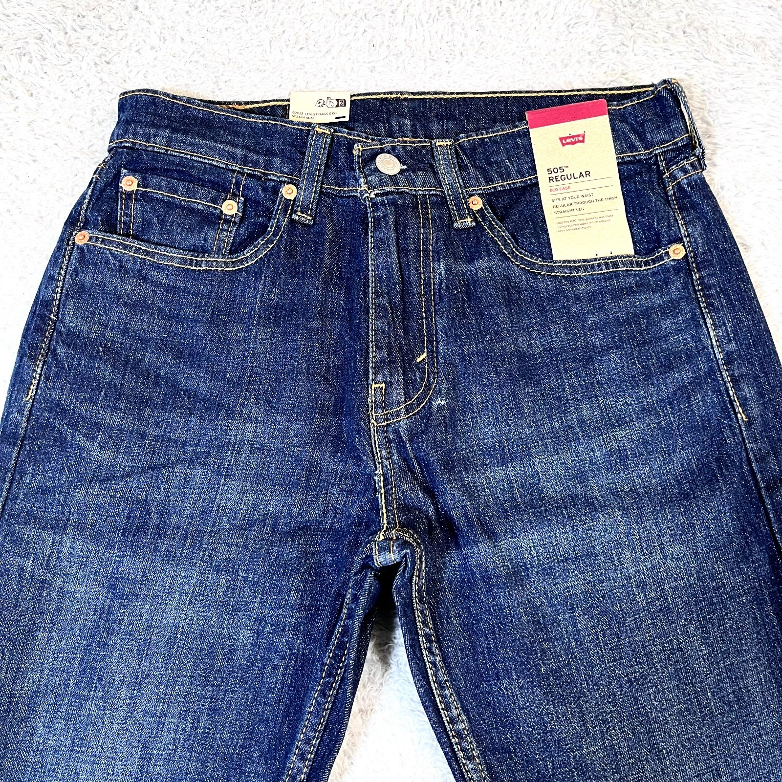 Levi’s Men’s Blue Denim 505 Regular Eco Ease Straight Fit Jeans 29×32