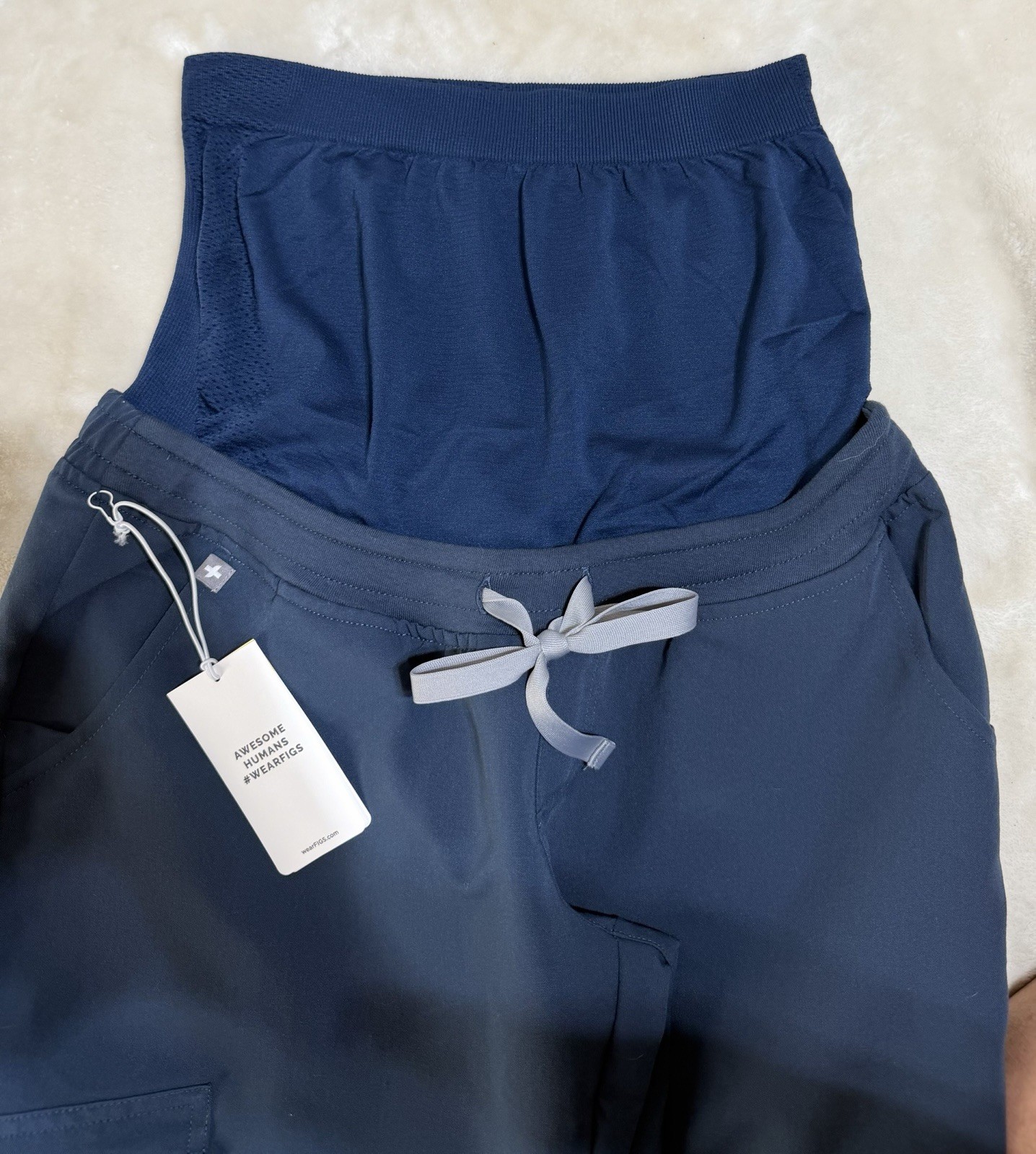 Figs Octavia Womens Maternity Scrub Set Navy Blue Jogger SP Pants V Neck SM Top