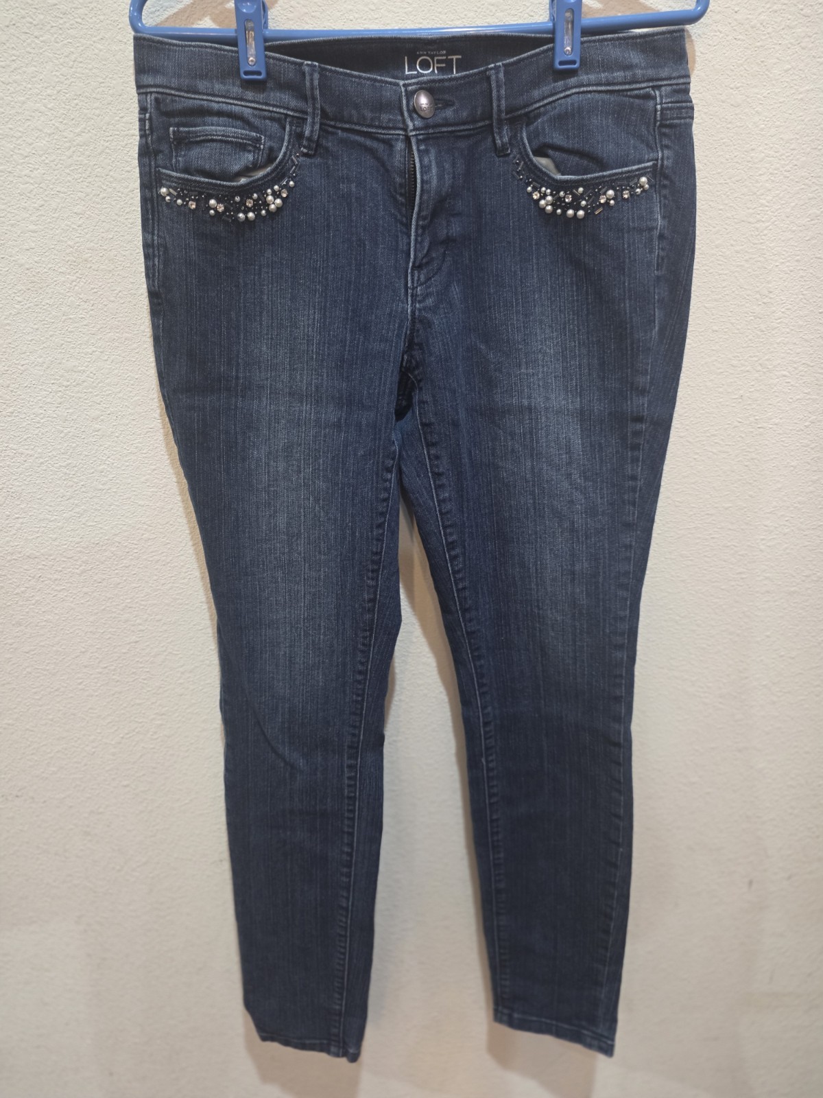 Ann Taylor Loft Modern Skinny Jeans Womens 6P Petite Blue Mid Rise Stretch Denim