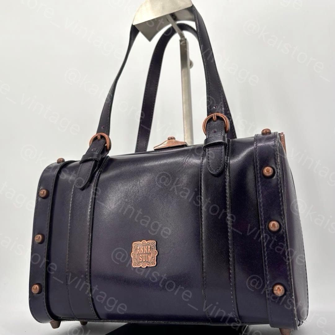 ANNA SUI Doctor Bag Handbag Kisslock Purple Authentic Item Shipped from Japan