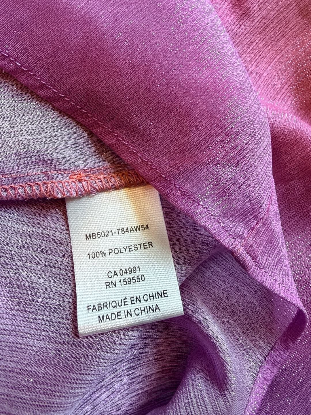 Maison d’Amélie Boho Soft Girl Cottagecore Ombré Ruffle Neck Sheer Blouse Size