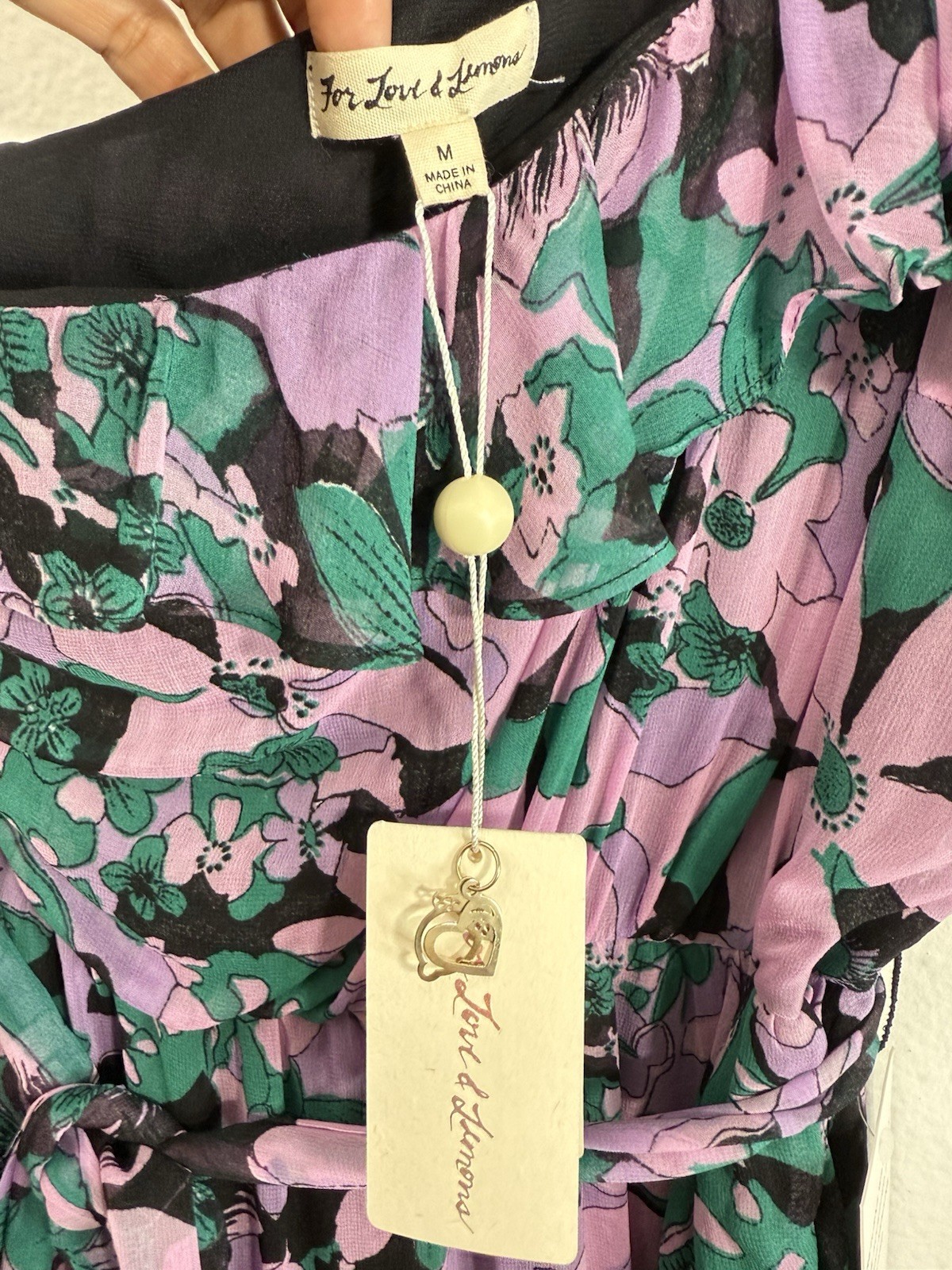For Love & Lemons Maritza Floral Multicolor One-Shoulder Dress Women’s M NWT