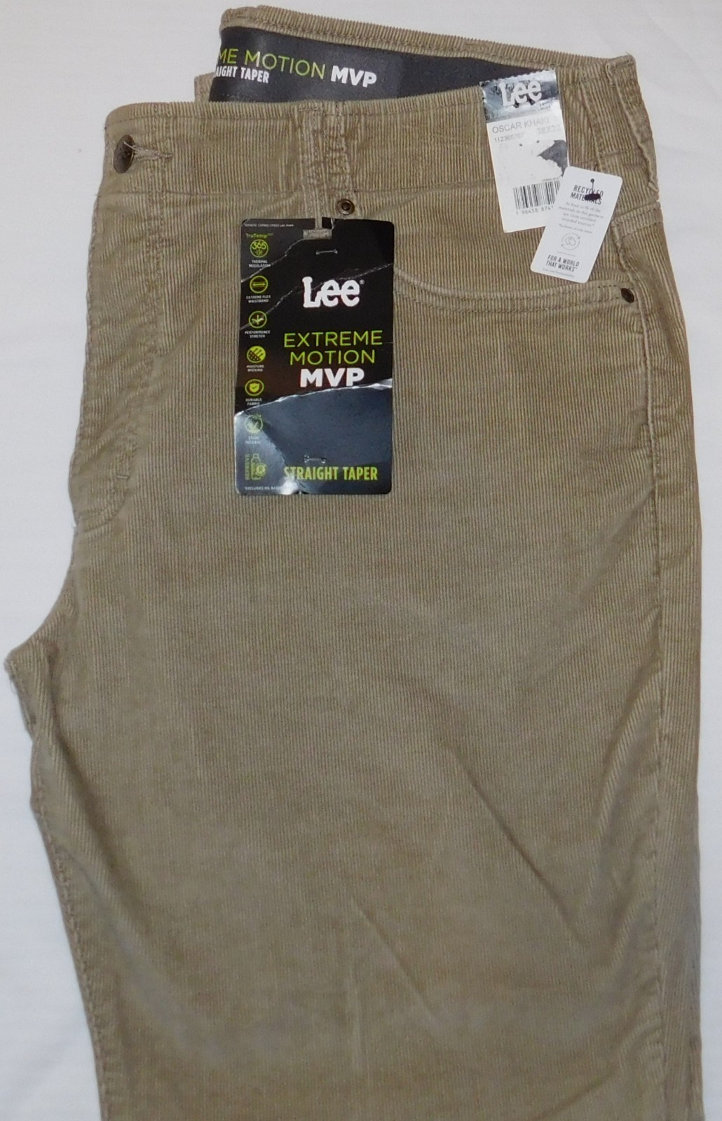 LEE Extreme Motion MVP Straight Taper Corduroy Pants Stretch Jean Cut Khaki