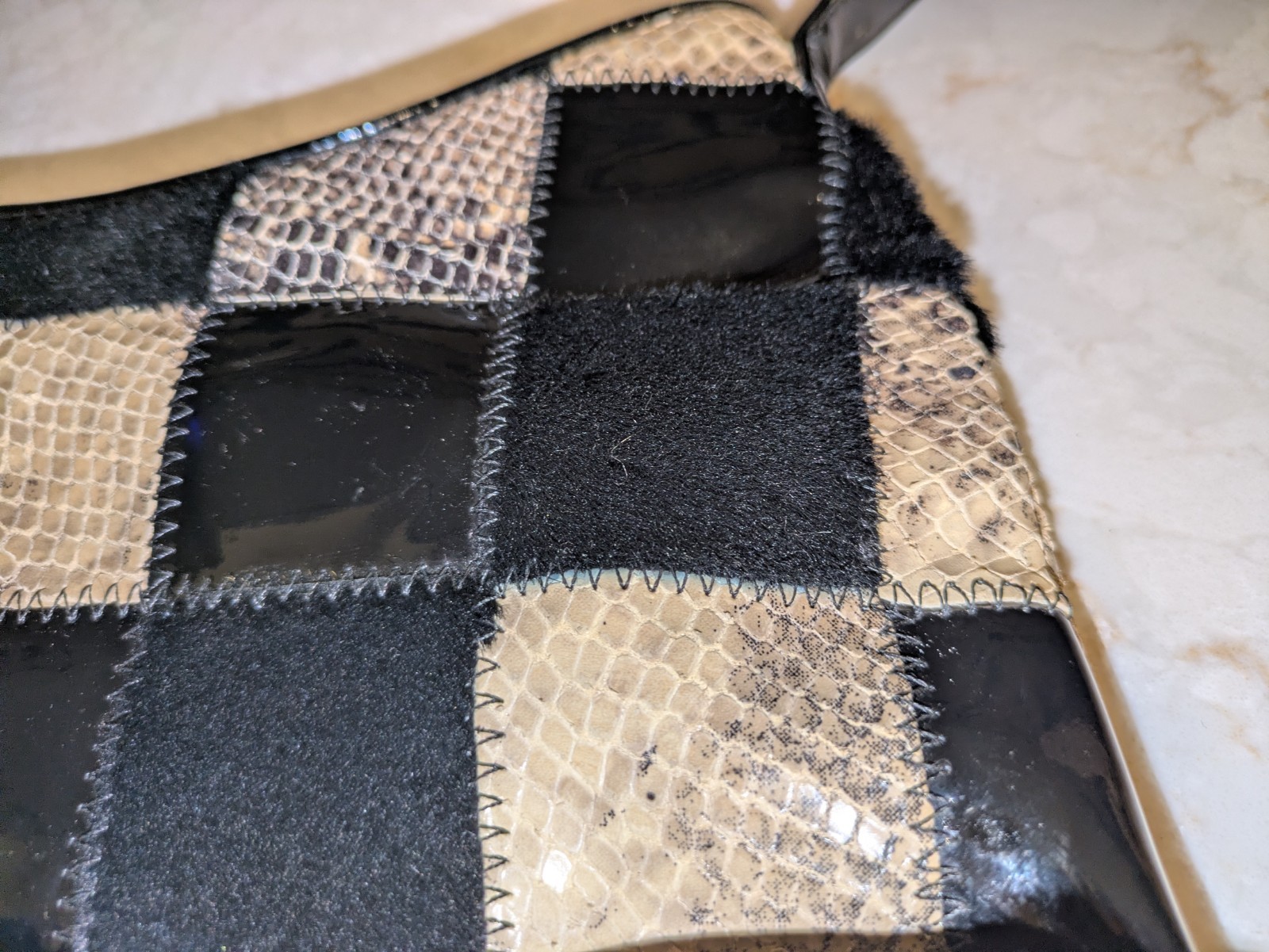 Rob Ference LA Black Patent Leather, Calf Hair, and Snakeskin Purse