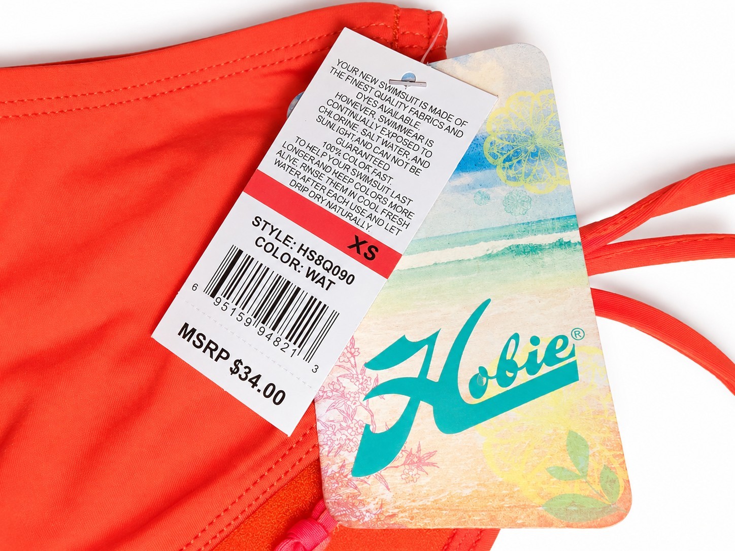 Hobie Bikini Bottoms Womens Small XS Coral Orange Swimwear NWT