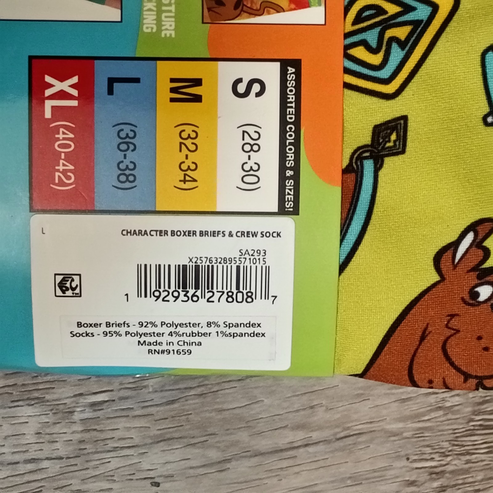 warner bros scooby doo& Justice League boxer briefs with Athletic Crew socks