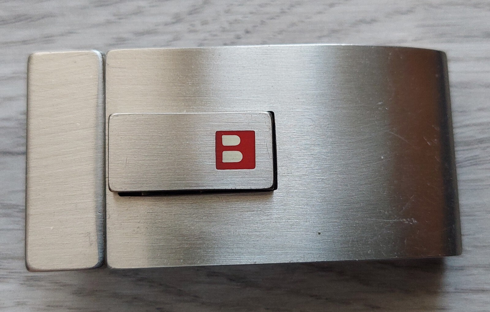 VTG Belt buckle BALLY, size 6.7 x 3.3 cm/ 2.6 x 1.3 in, small used, Italy