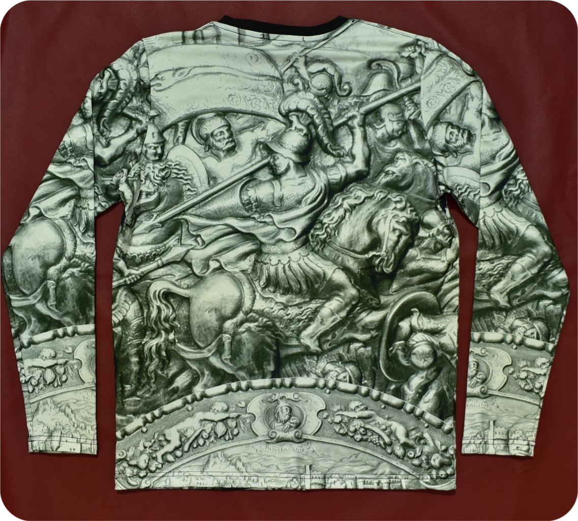 Versace Men’s Medusa Warrior Baroque Long Sleeve T-Shirt Black Silver Size M