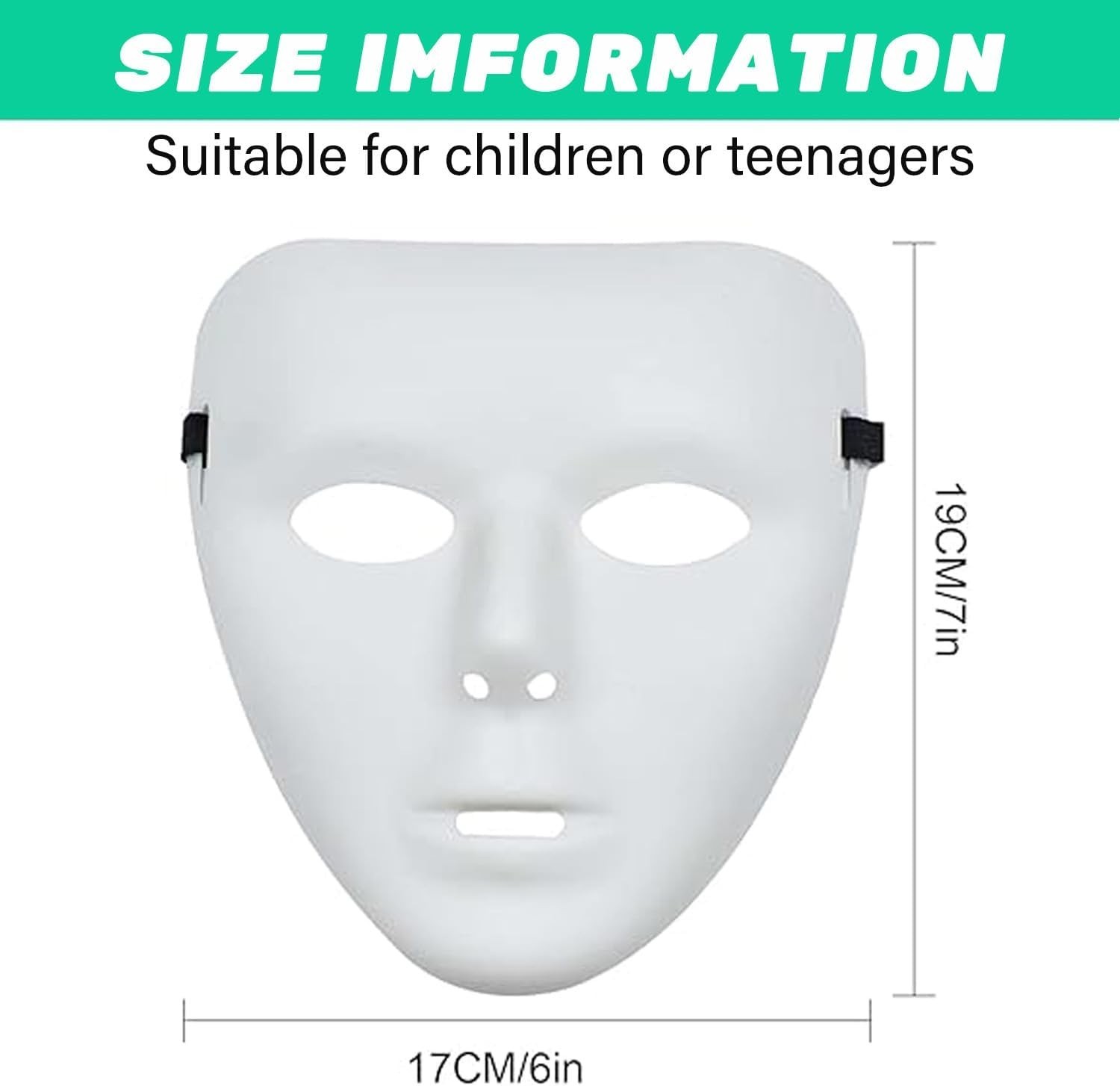 3 Pcs Halloween Mask White Full Face Plastic Costumes Party Masks