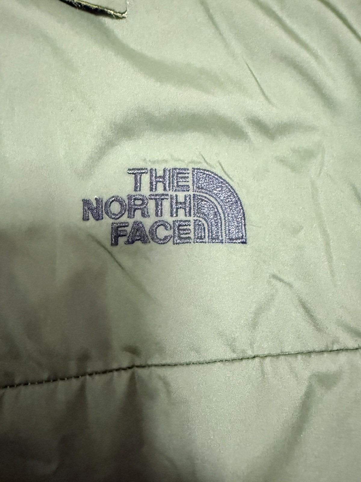 The North Face Mens Reversible Quilted Shirt Jacket Olive Green Plaid Men Large