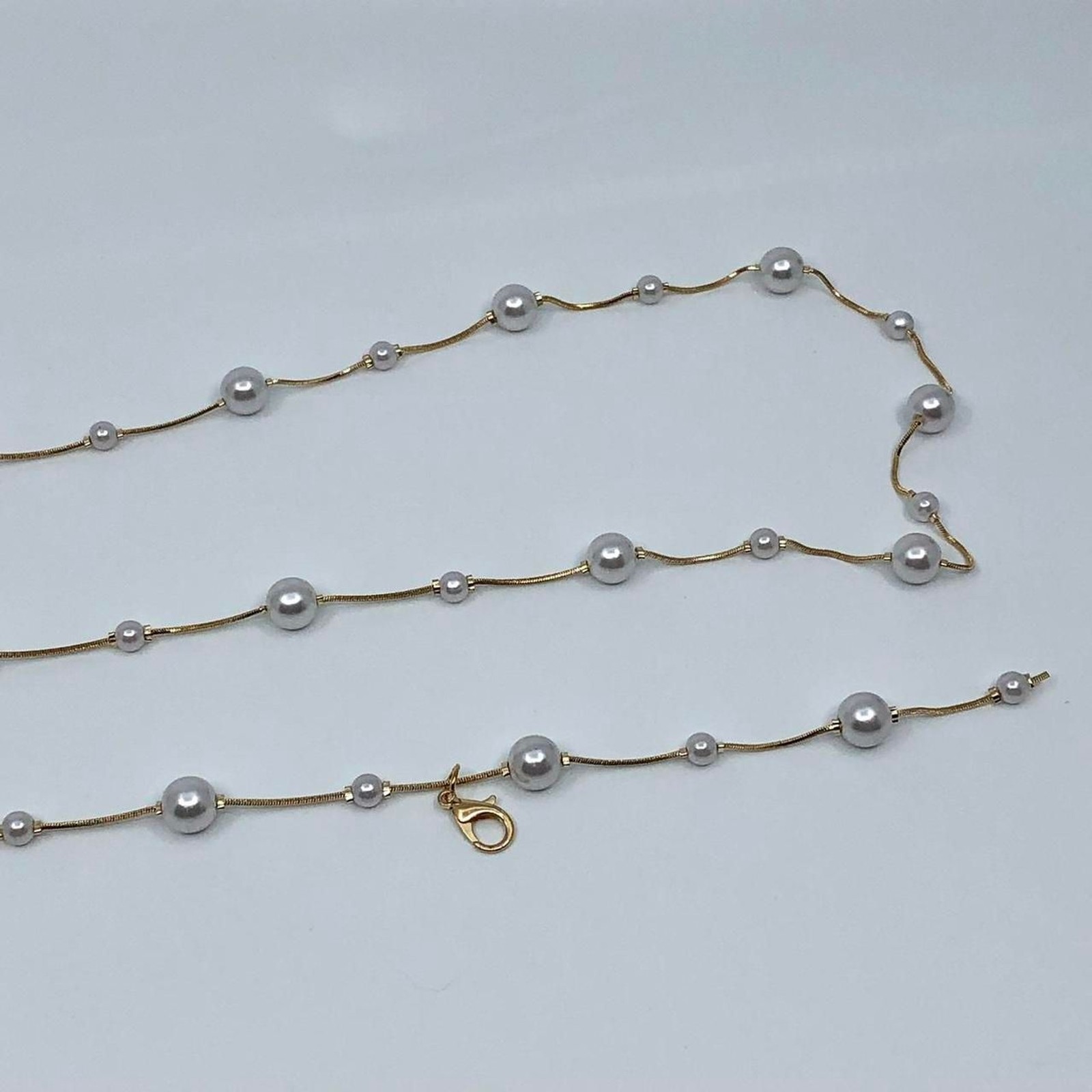 Y2K Coquette Gold Faux Pearl Dangle Chain Belt, Fits Up to 40 Inches, X7GA1155