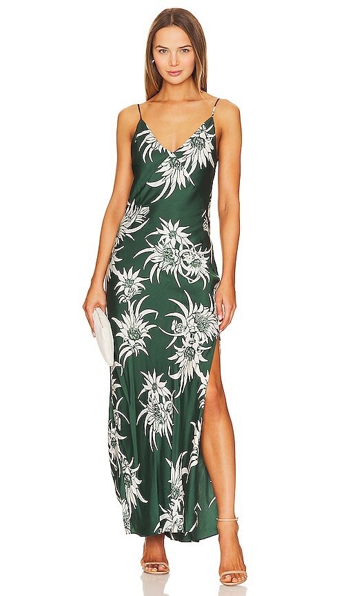 Rag and Bone Larissa Maxi Silk Slip Dress in Green Multi Size: 00