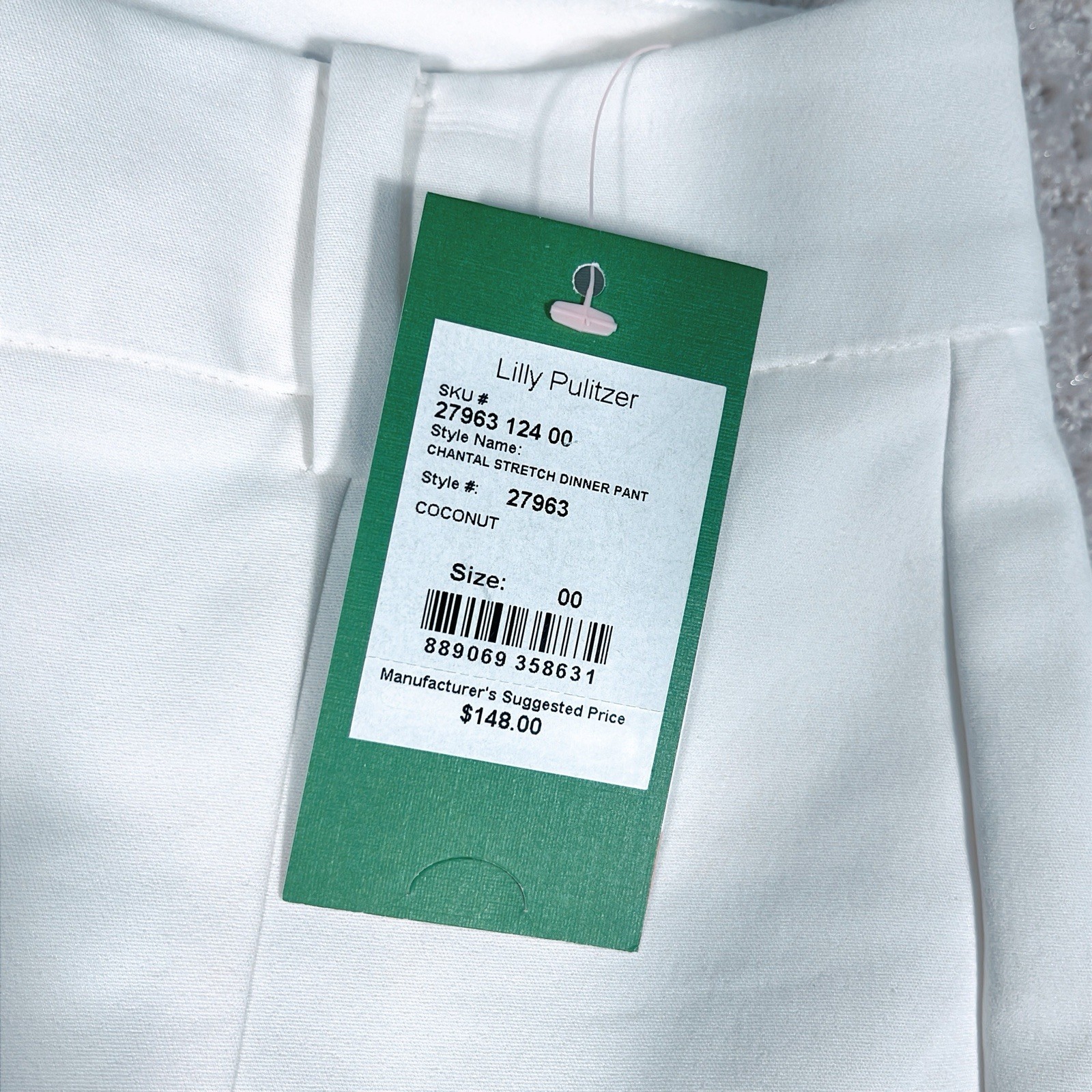 Lilly Pulitzer Chantal Stretch Dinner Pants Womens Size 00 White New Tags Resort