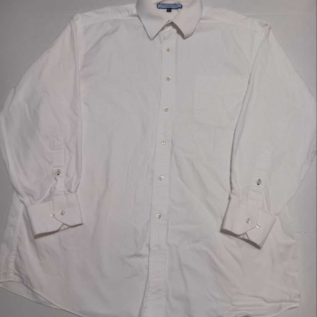TOMMY HILFIGER Mens Regular Fit Shirt Large White Cotton