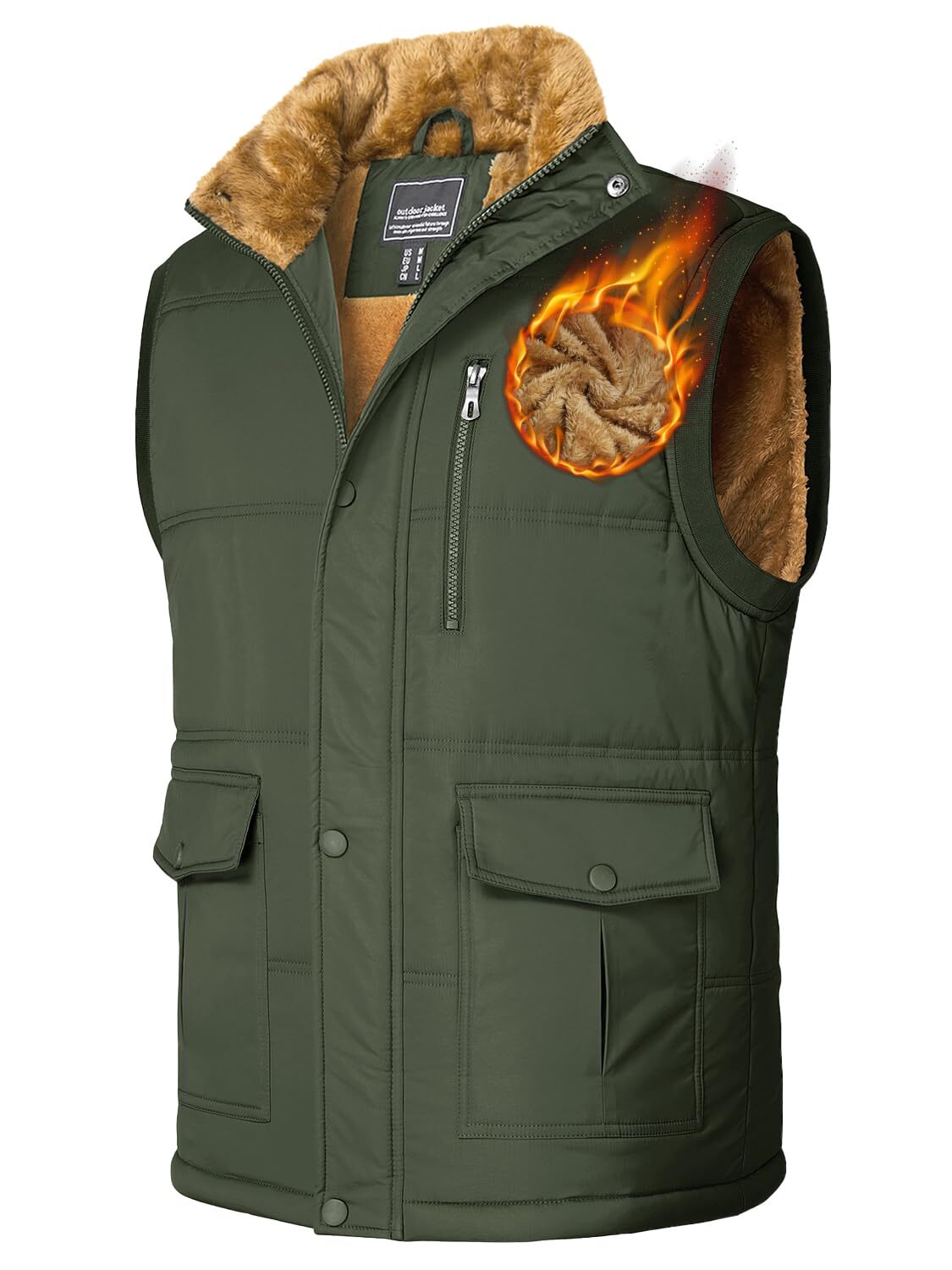 Men’s Winter Vests Sleeveless Jackets Casual Warm Fleece Lined Padded Outerwear
