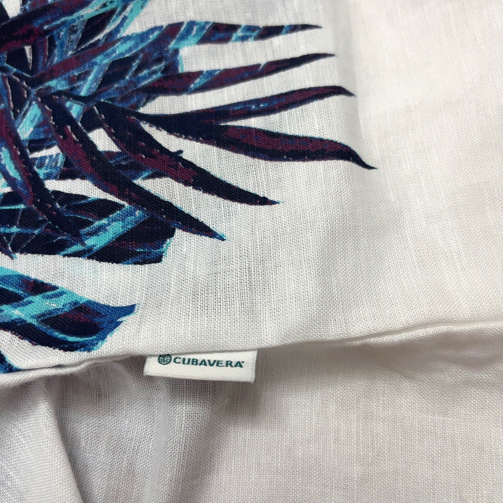 Cubavera Mens Large Brilliant White 64% Linen 36% Cotton Tropical Palms