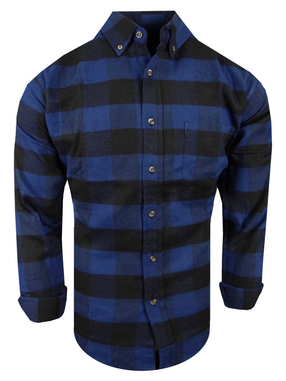 Plaid Flannel Shirt Soft Mens Cotton Big Check Pattern Chest Pocket Casual Light