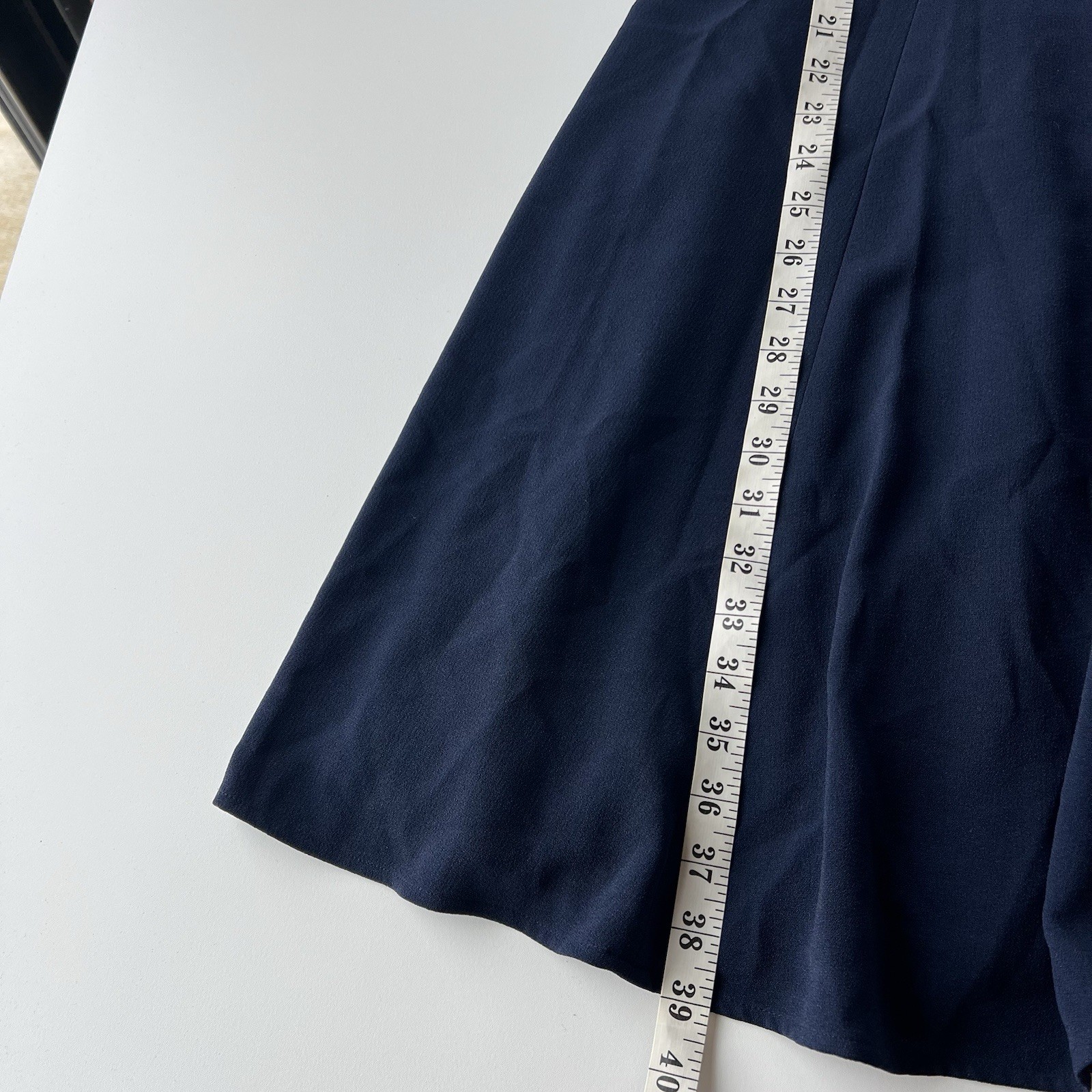 Gal Meets Glam Size US 6 Flare A-Line Vneck Sleeveless Dress Navy Blue