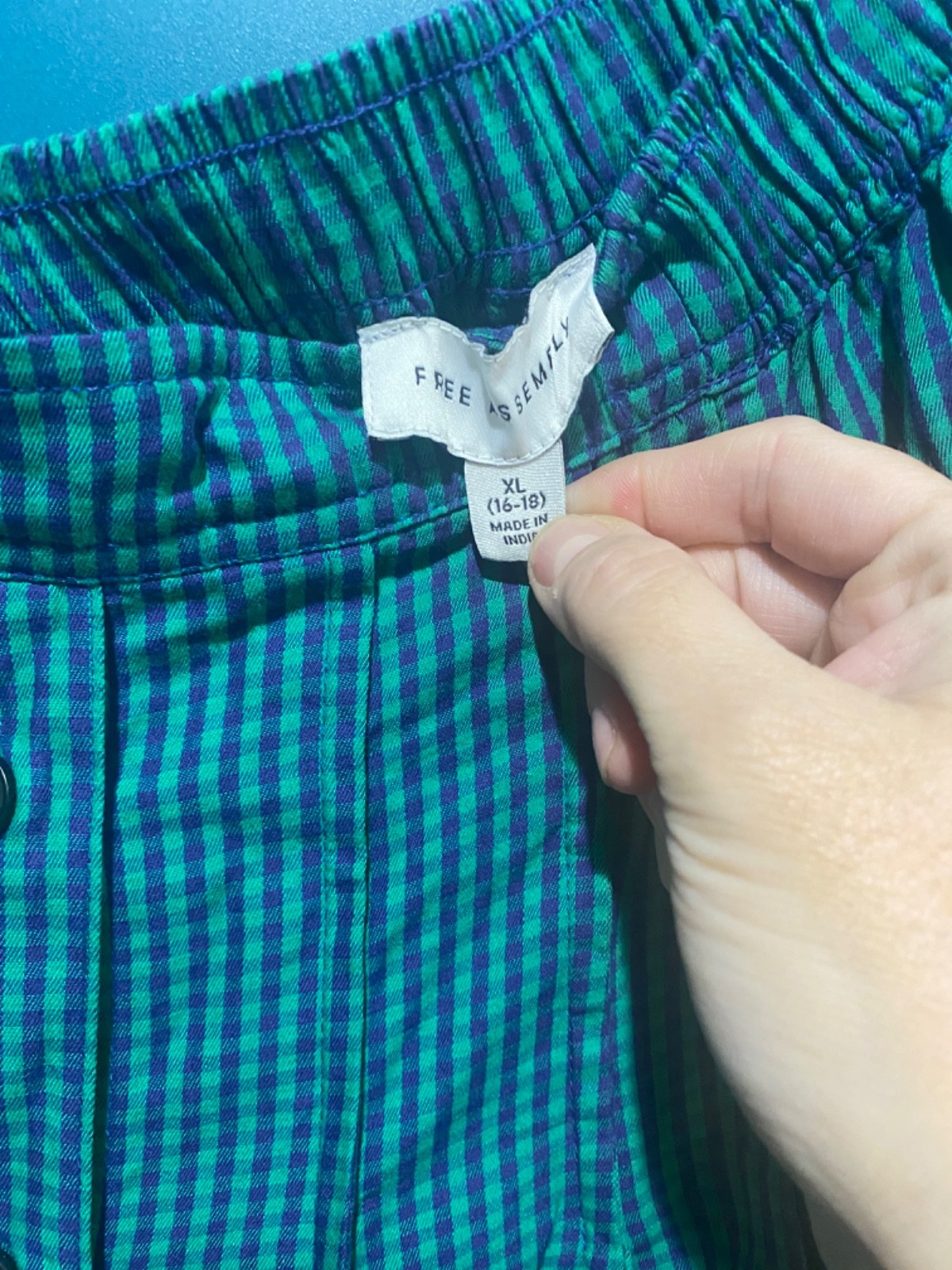 Free Assembly Skirt Button Front Green/Blue XL