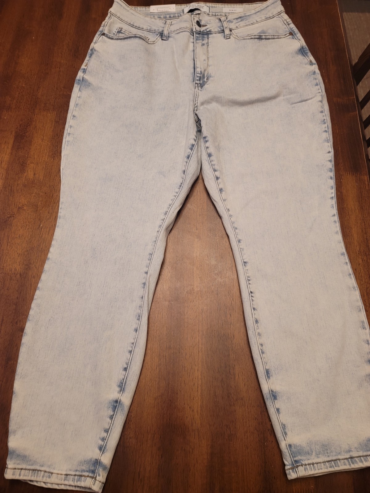 Judy Women’s Blue Jeans, Size 18W, High Waist, Slim Fit, Light Wash
