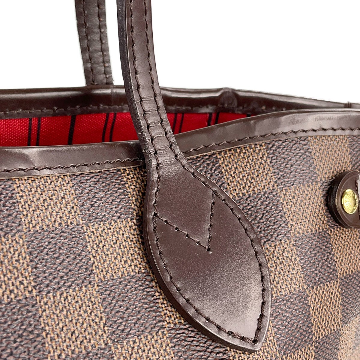 Louis Vuitton Damier Neverfull PM Leather Fabric Brown Tote bag 4104