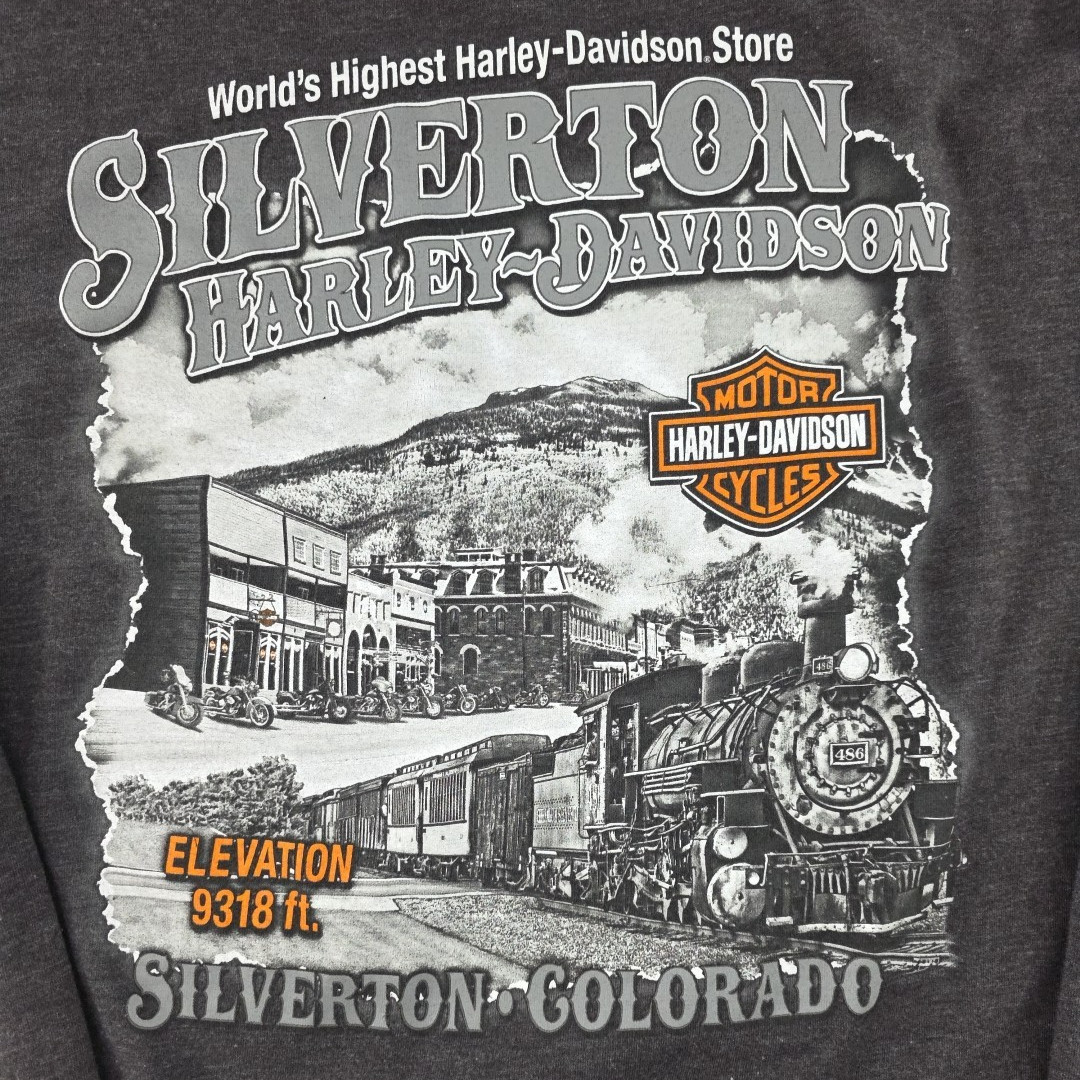 Harley Davidson Long Sleeve 2XL T-Shirt Men’s Silverton CO World’s Highest Store