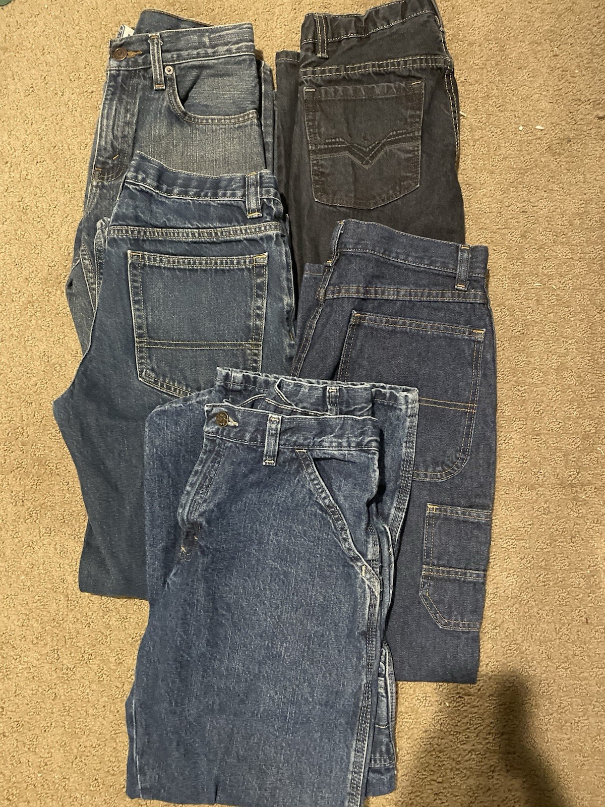 A Mix Of 5 Pairs Of Boys Size 14 Jeans. All Have Adjustable Waist