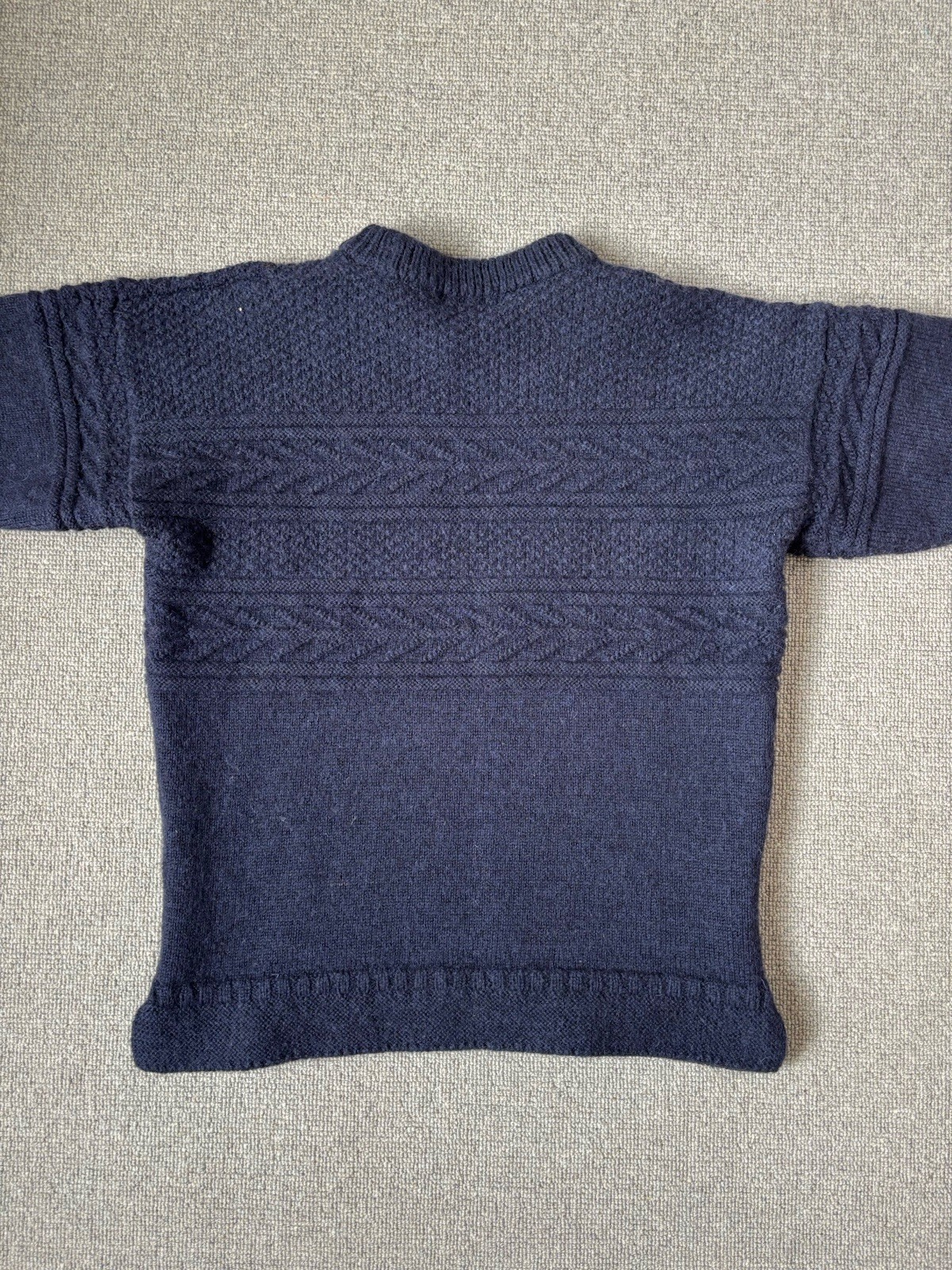 Traditional Guernsey British Wool Naturally Fisherman Jumper Navy Gansey M